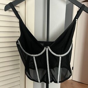 Spirit Black Mesh Bustier with Silver Trim